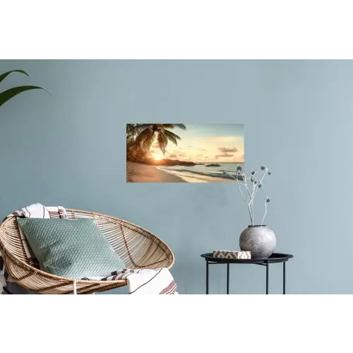 Strand - Palmbomen - Oceaan - Zonsondergang Muursticker klein -plant