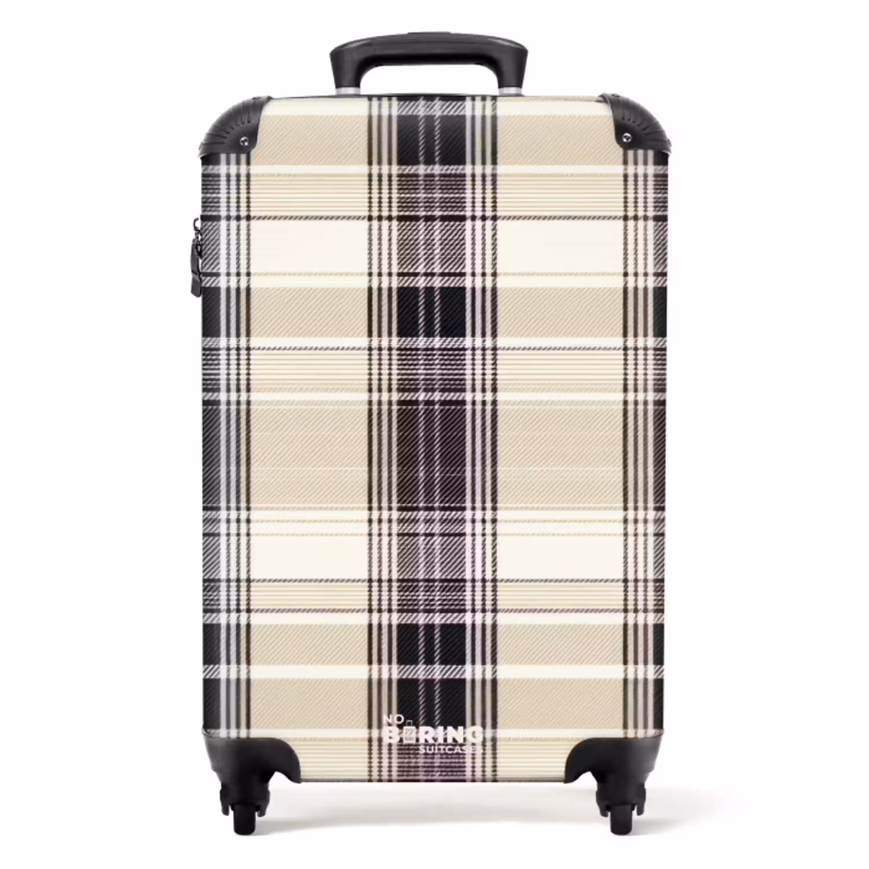 Klassiek geruit patroon in beige NBS - Handbagage koffer - Unisex middel -productfoto_recht