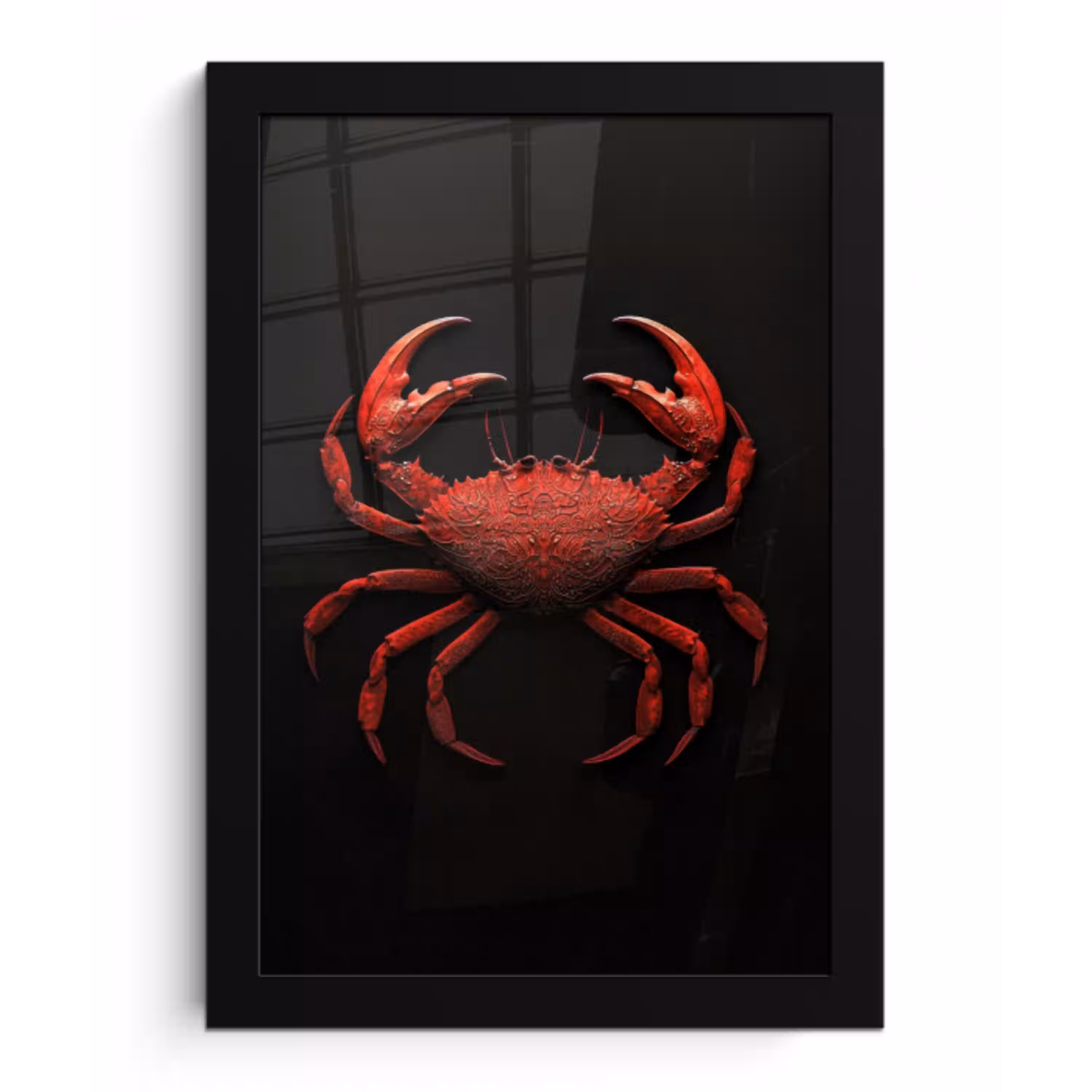 Krab - Rood - Vissen - Schaaldieren fotolijst zwart zonder passe partout klein -3d