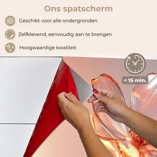 Glazen - Bloem - Roze keuken achterwand spatscherm klein -spatscherm_NL