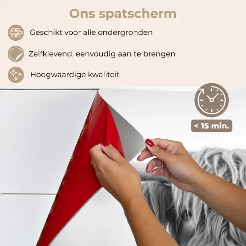 Schotse hooglander - Mist - Zwart - Wit keuken achterwand spatscherm klein -spatscherm_NL