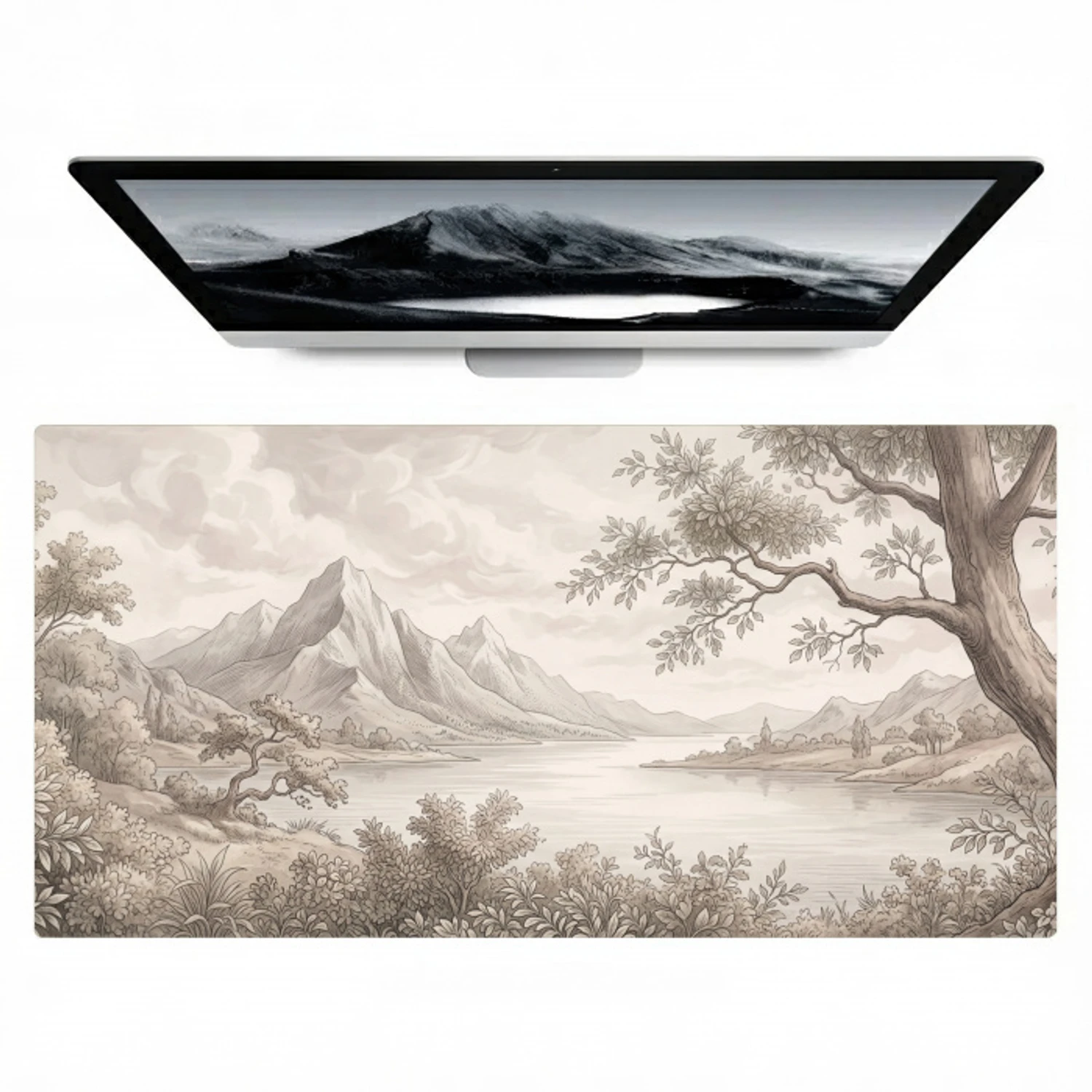 Landschap - Bergen - Meer - Natuur Muismat XXL klein -zzz3d