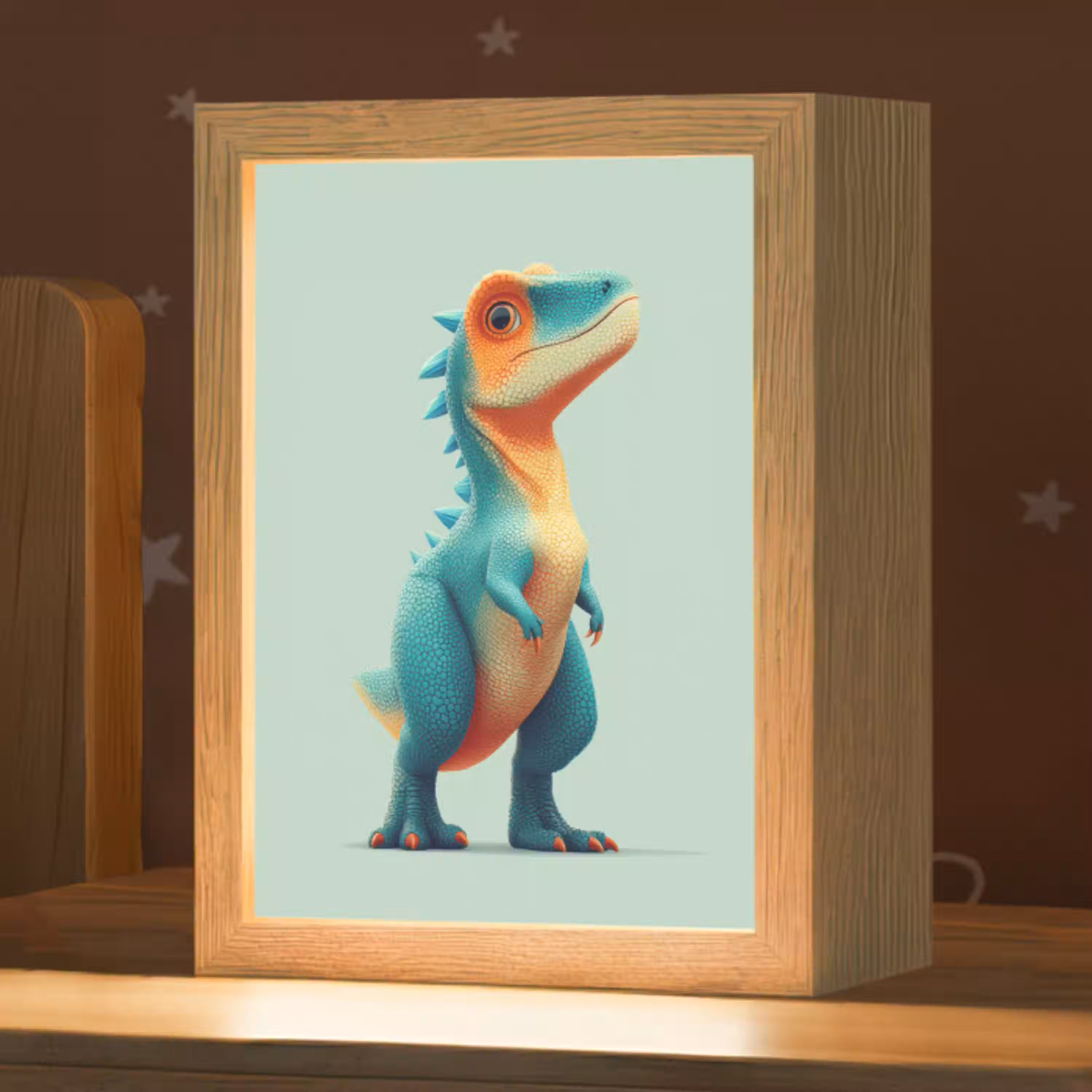 Cartoon - Dino - Oranje - Stekels Light Box met kabel klein -zzz_3d_website