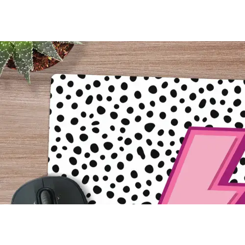 Bliksem - Roze - Stippen muismat rubber klein -closeup
