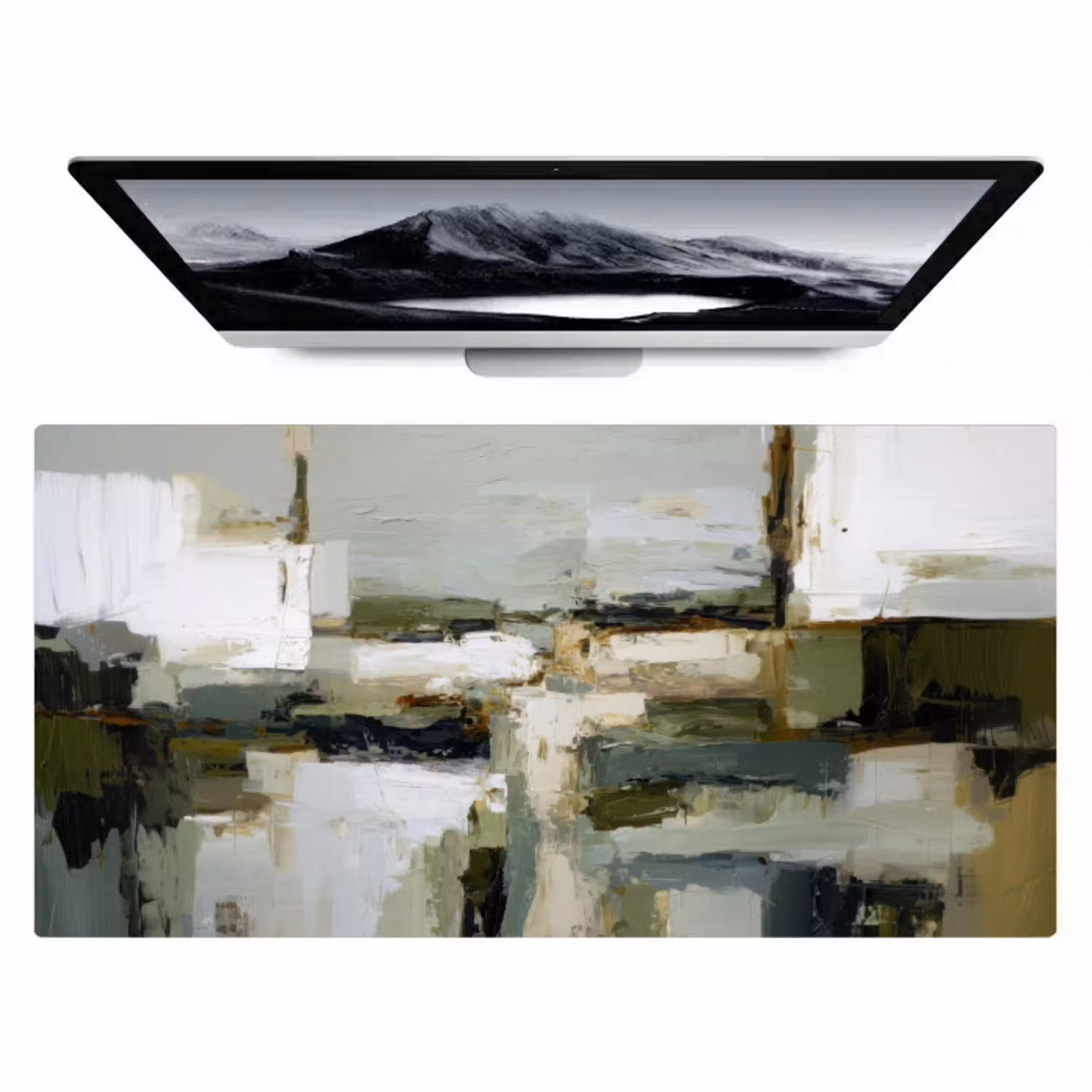 Penseelstreken - Groen - Abstract - Japandi Muismat XXL klein -zzz3d