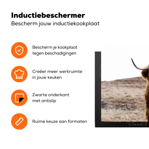 Schotse hooglander - Landschap - Koe - Bruin - Dieren - Natuur Inductie beschermer vinyl 3mm klein -zzzzzzz-td-ups