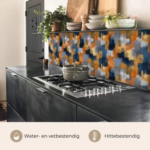 Penseelstrepen - Ruw - Textuur - Koperblauw keuken achterwand 2 middel 871 -usp_NL