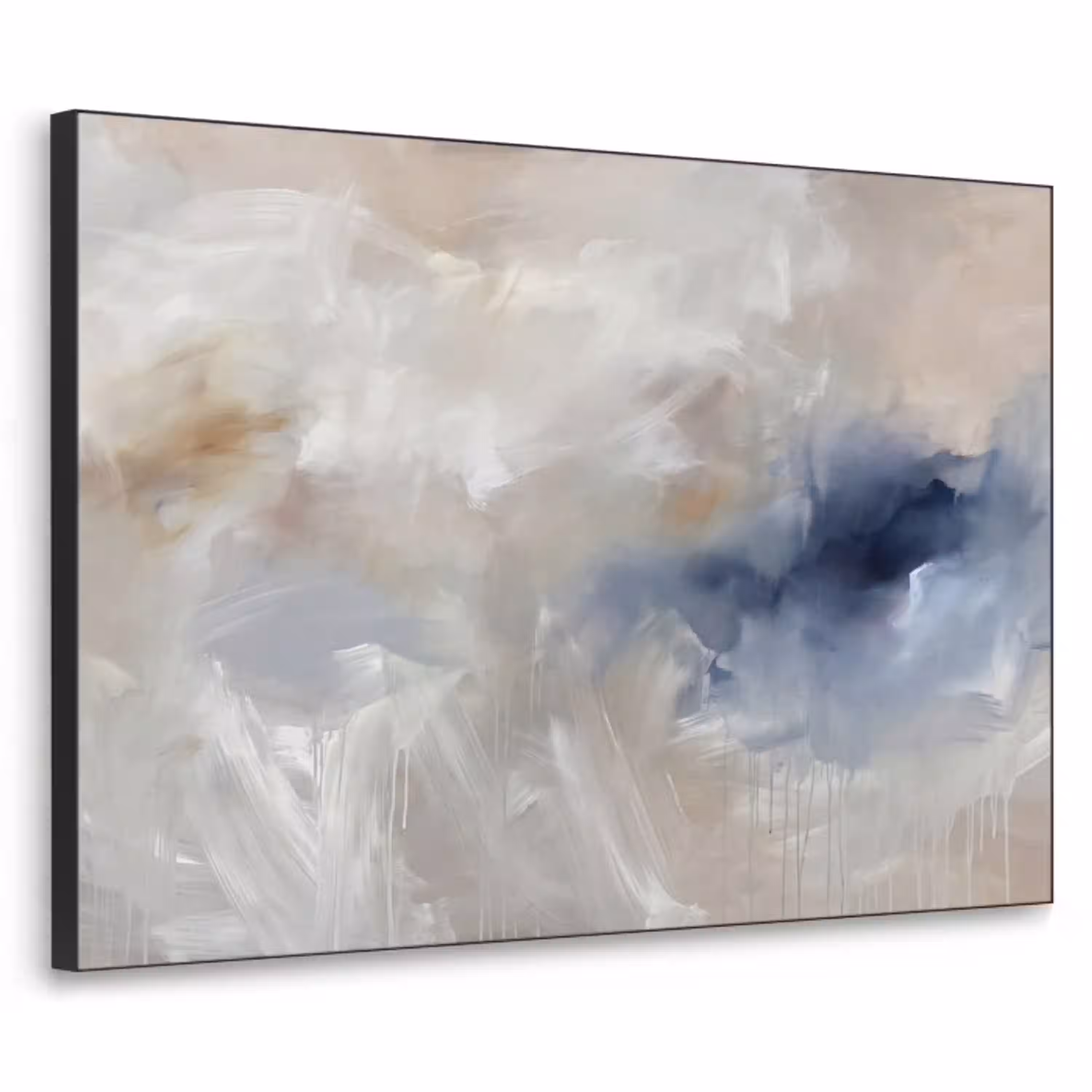 Abstract - Wolken - Sfeer - Modern - Beige Textielframe zwart klein -3d