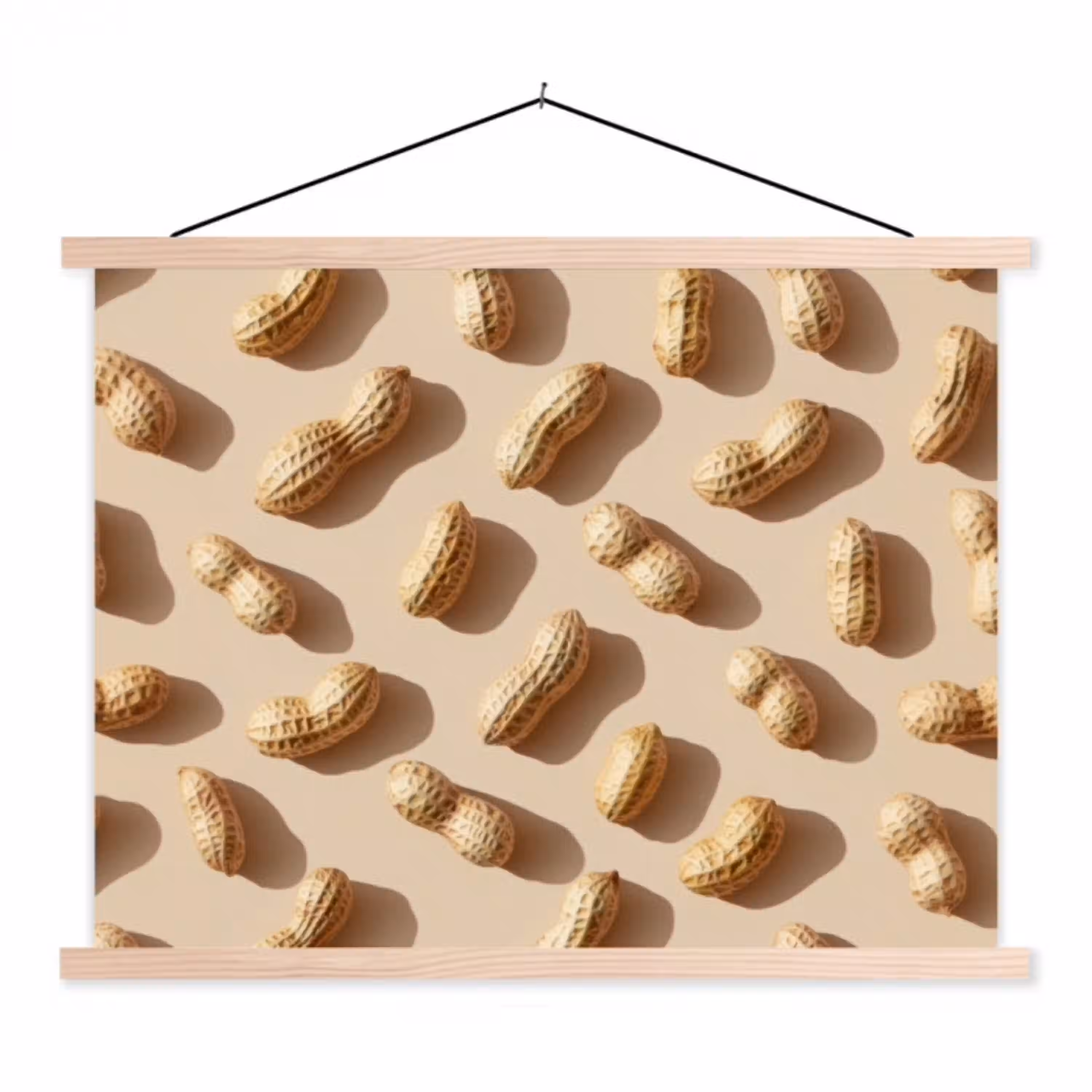 Pinda's - Patroon - Beige textielposter latten blank klein -3d