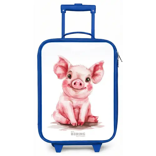 Roze baby varken Kinderkoffer - Blauw klein -zz3dotto
