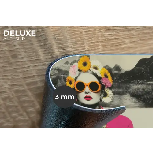 Vrouw - Kat - Bloemen - Kopje - Retro Placemat vinyl groot -closeup