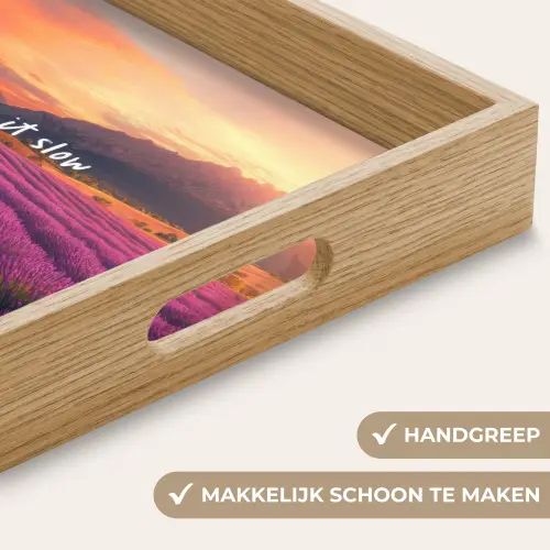 Lavendelveld - Quote - Zonsondergang Dienblad Rechthoek middel -USP_HandgreepNL