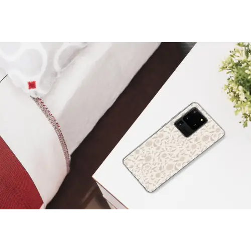 Sierlijk - Bloemen - Beige Telefoonhoesje Samsung Galaxy S20 Ultra klein 358 -kamerS20Ultra