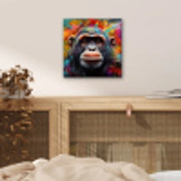 Chimpansee - Graffiti - Kleurrijk aluminium wit klein -sfeer3