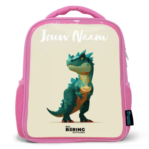 Dino - Dier - Groen Kinderrugzak - Roze middel -3d