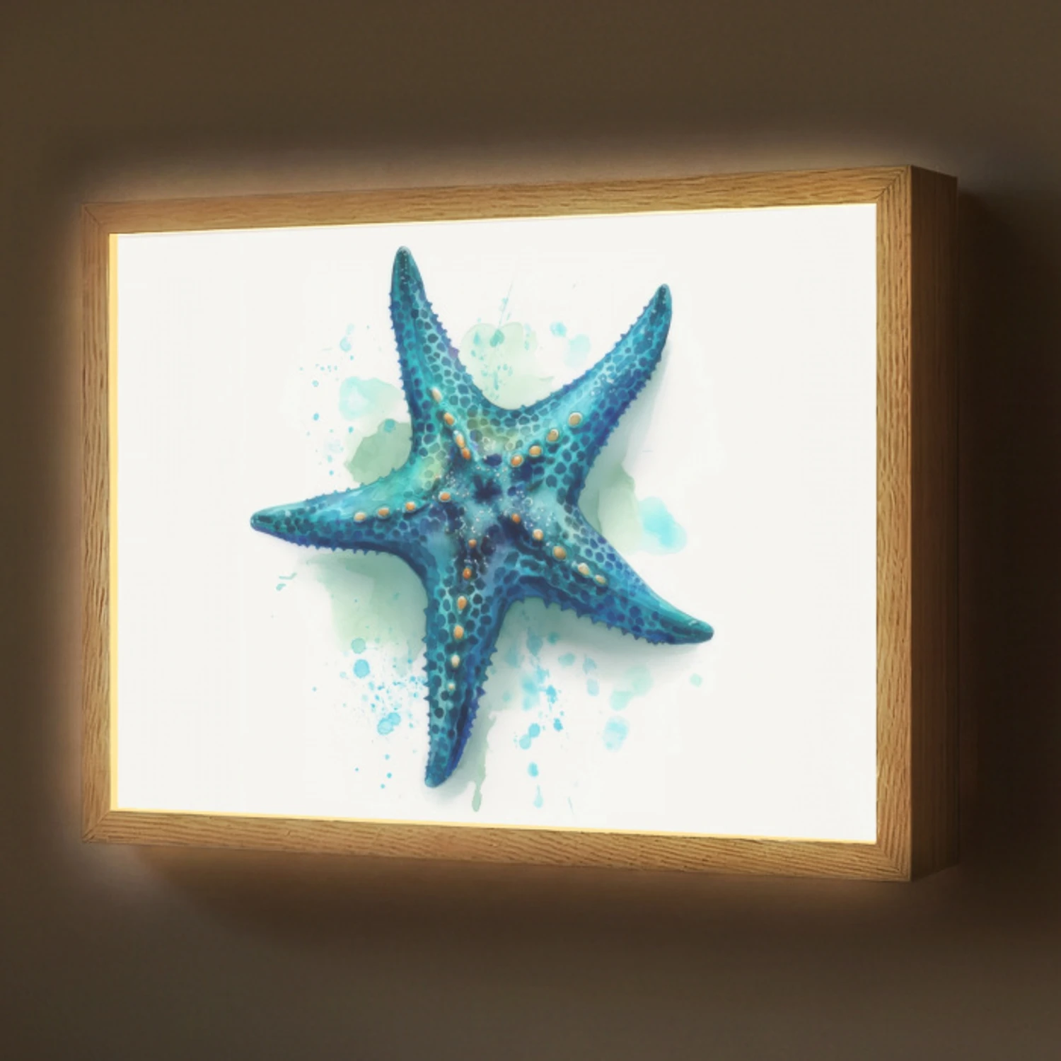 Zeester - Blauw - Spetters Light Box met batterij (Wandlamp) middel -z3d_website