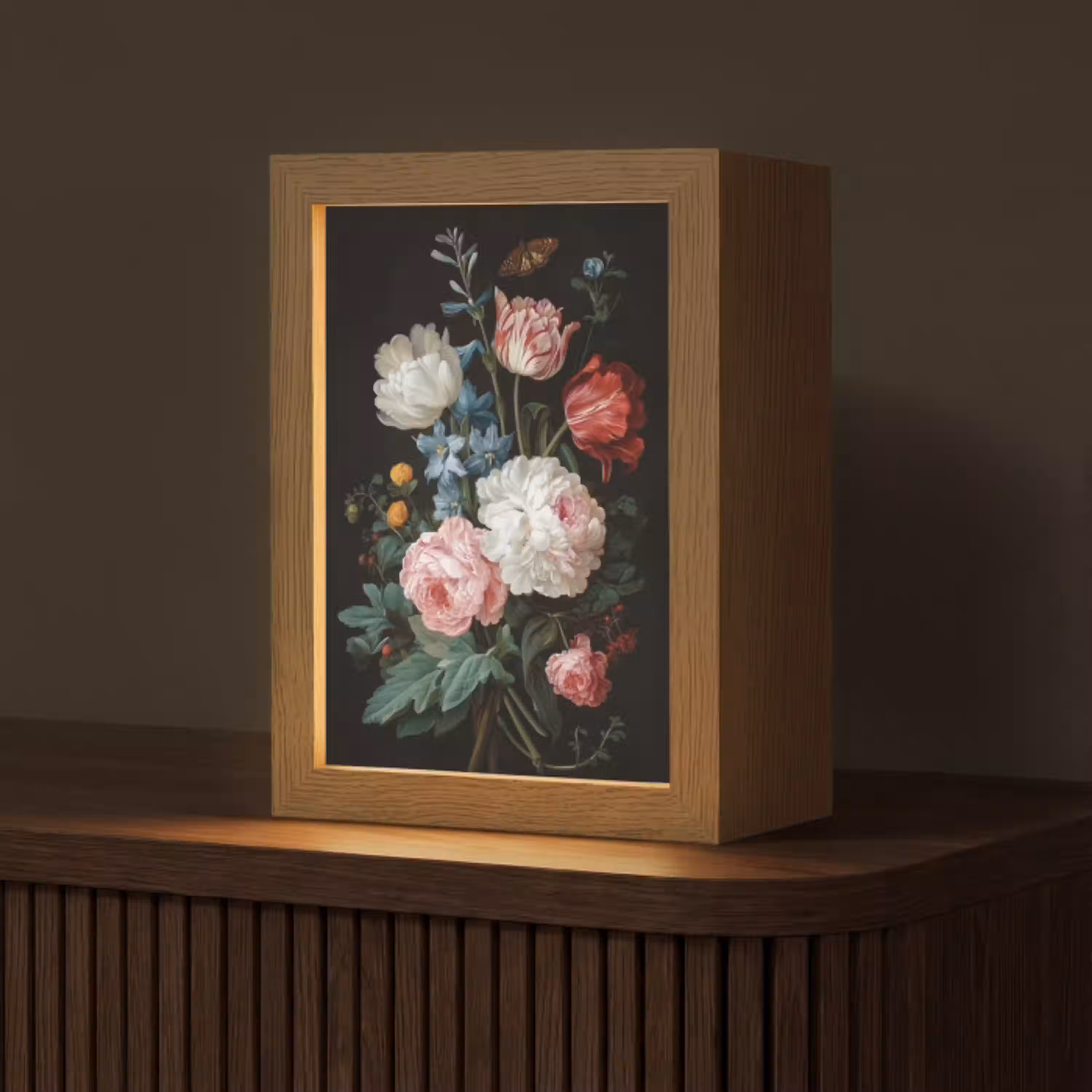 Boeket - Kleurrijk - Klassiek Light Box met kabel (Tafellamp) klein -z3d_website