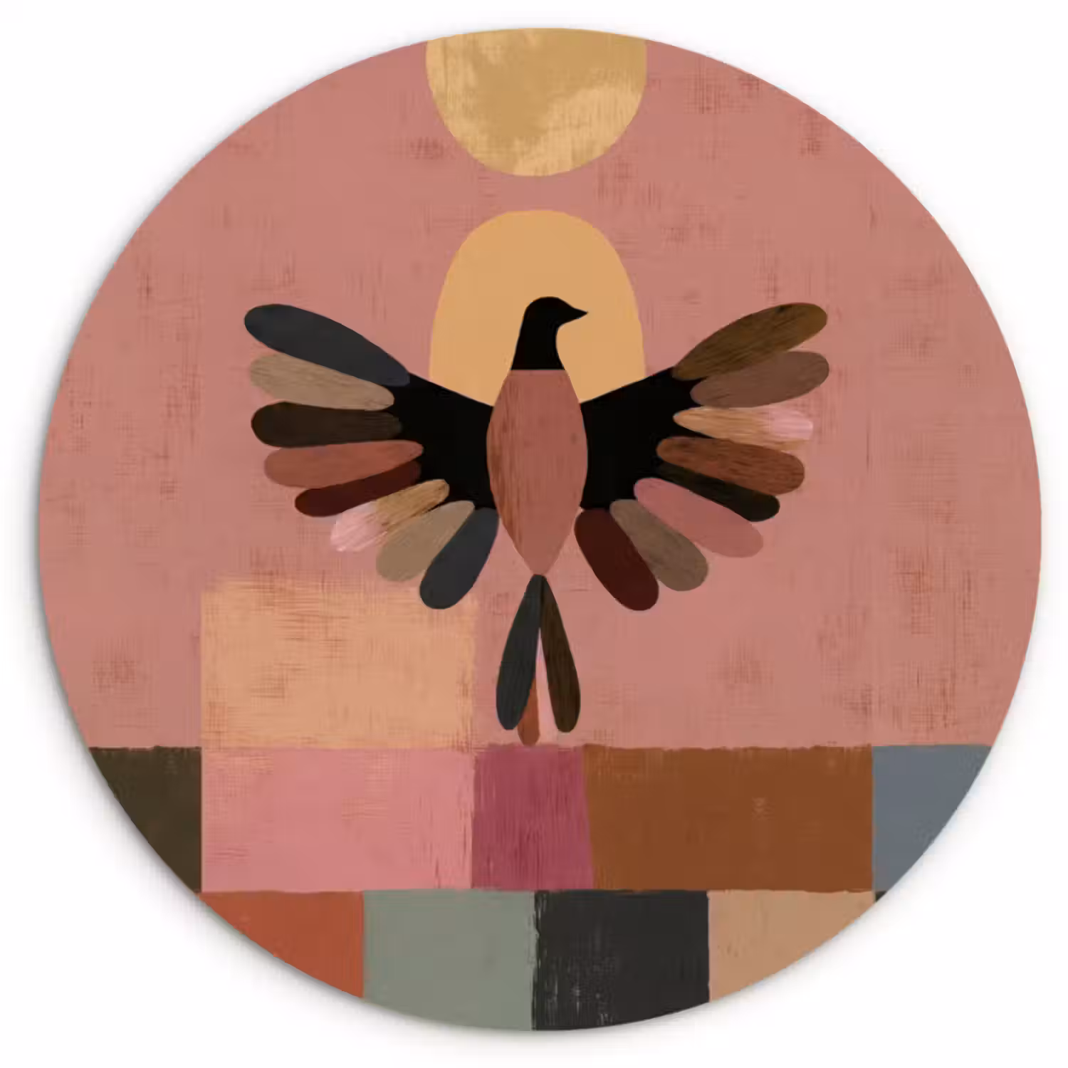 Muurcirkel - Illustratie - Vogel - Vlakken - Kleurrijk