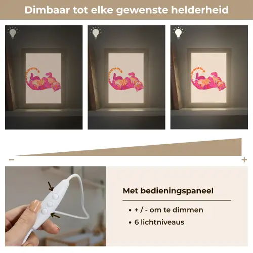 Tijger - Roze - Oranje Light Box met kabel (Kinderlampje) klein -USP_dimbaarNL