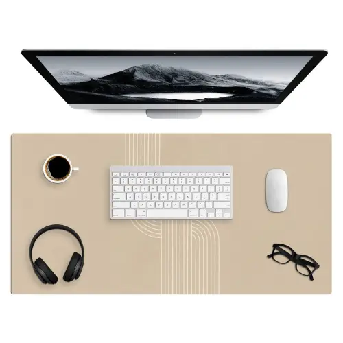 Parallelle lijnen - Lichte textuur - Beige Muismat XXL klein -3d
