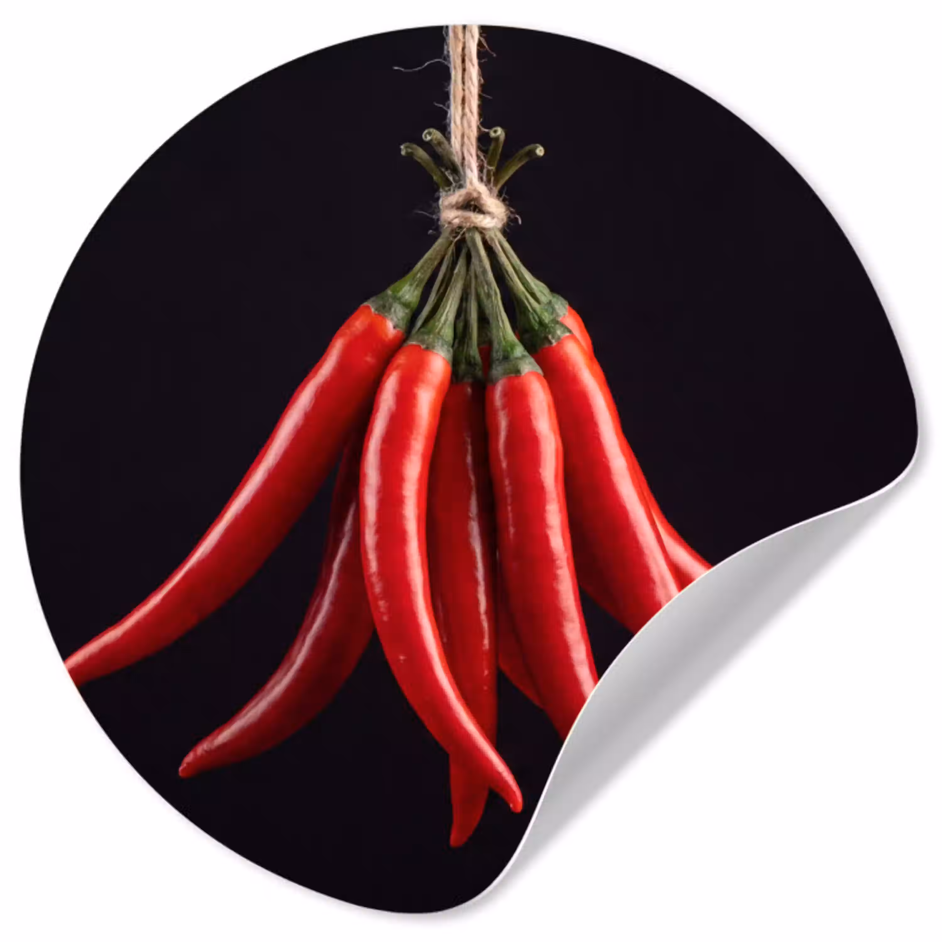 Rode peper - Eten Wandcirkel behangsticker klein -3d