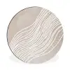 Golvende lijnen - Vloeiend - Zandkleurig Wandcirkel aluminium klein -3d