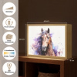 Paard - Dieren - Meisjes - Paars - Bruin Light Box met batterij (Wandlamp kind) middel -USP_websiteoverzichtDE