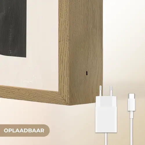 Abstract - Halve cirkel - Kunst - Zwart wit Light Box met batterij (Wandlamp) middel -USP_websiteoplaadbaarNL