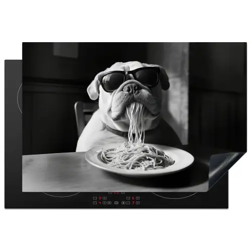 Hond - Bulldog - Pasta - Bril - Stoer - Dieren Inductie beschermer vinyl 3mm klein -3d