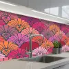 Patronen - Art Deco - Roze - Bloemen keuken achterwand 2 middel 871 -3d_schuin