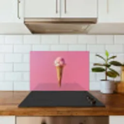 Hoorntje - Schepijs - Roze keuken achterwand spatscherm klein -sfeer2