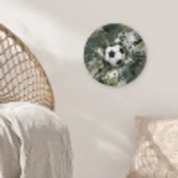 Voetbal - Verf - Spetters - Groen Akoestische PET Vilt - Rond klein -sfeer4