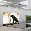 Panter - Zwart - Abstract - Goud keuken achterwand spatscherm klein -3d_schuin