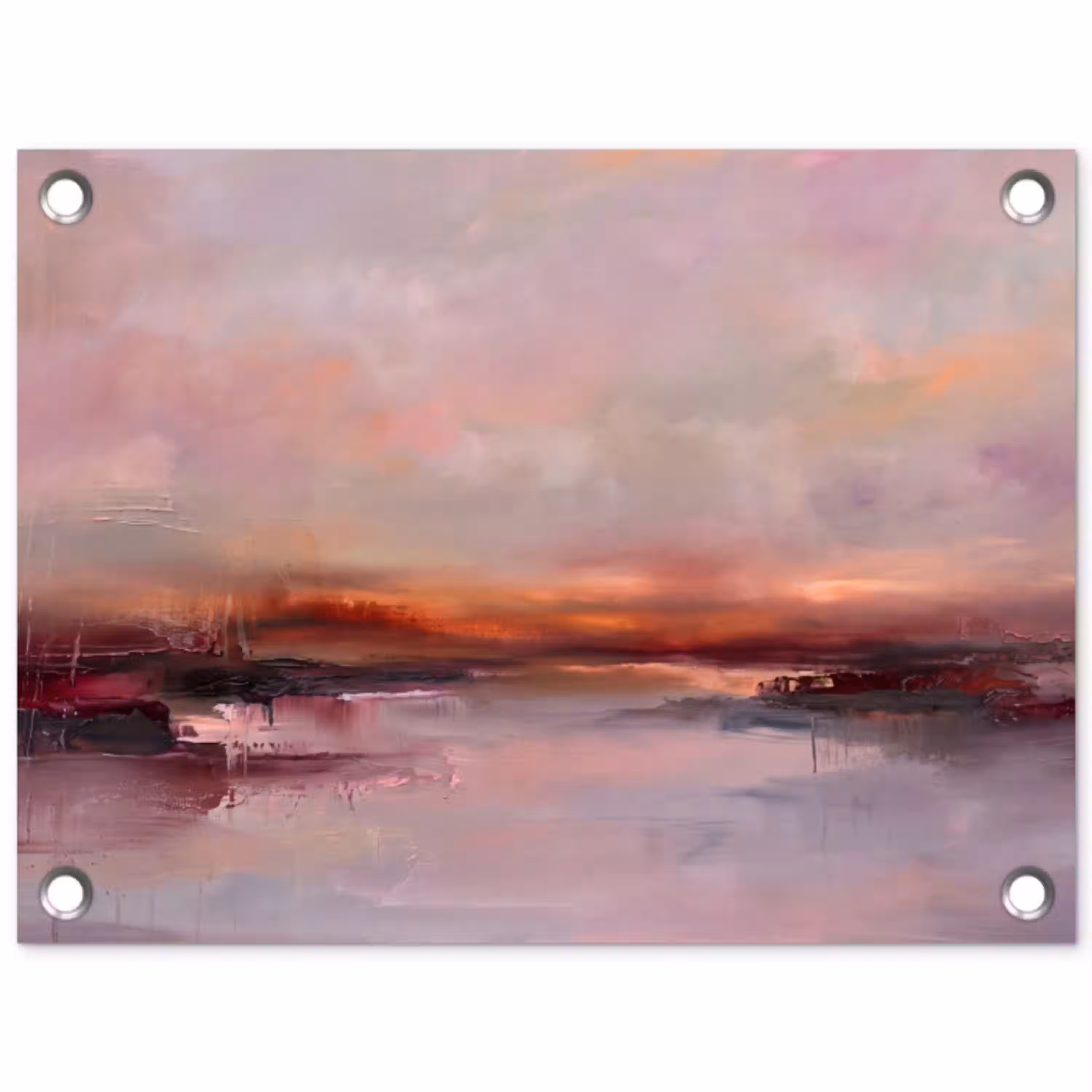 Landschap - Zonsondergang - Abstract - Modern - Roze tuinposter los doek klein -3d