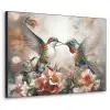 Kolibrie - Vogels - Bloemen - Natuur Textielframe zwart klein -3d