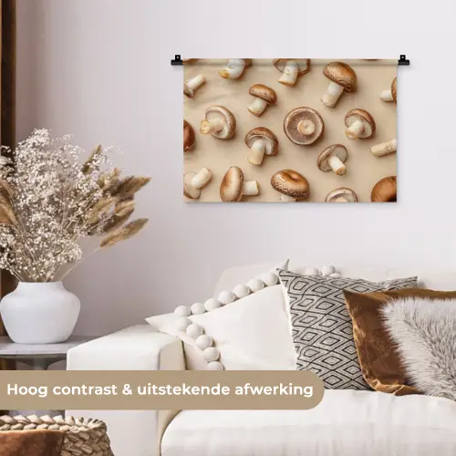 Kastanje Champignons - Beige Wandkleed katoen klein -sfeer1