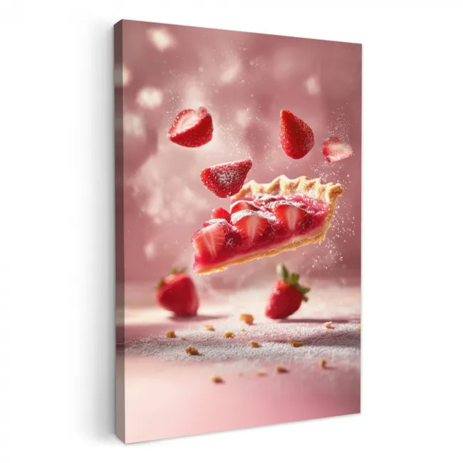 Aardbei - Taart- Eten - Roze KitchenYeah - Keuken - Canvas klein -3d