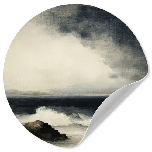 Zee - Rotsen - Storm Wandcirkel behangsticker klein -3d