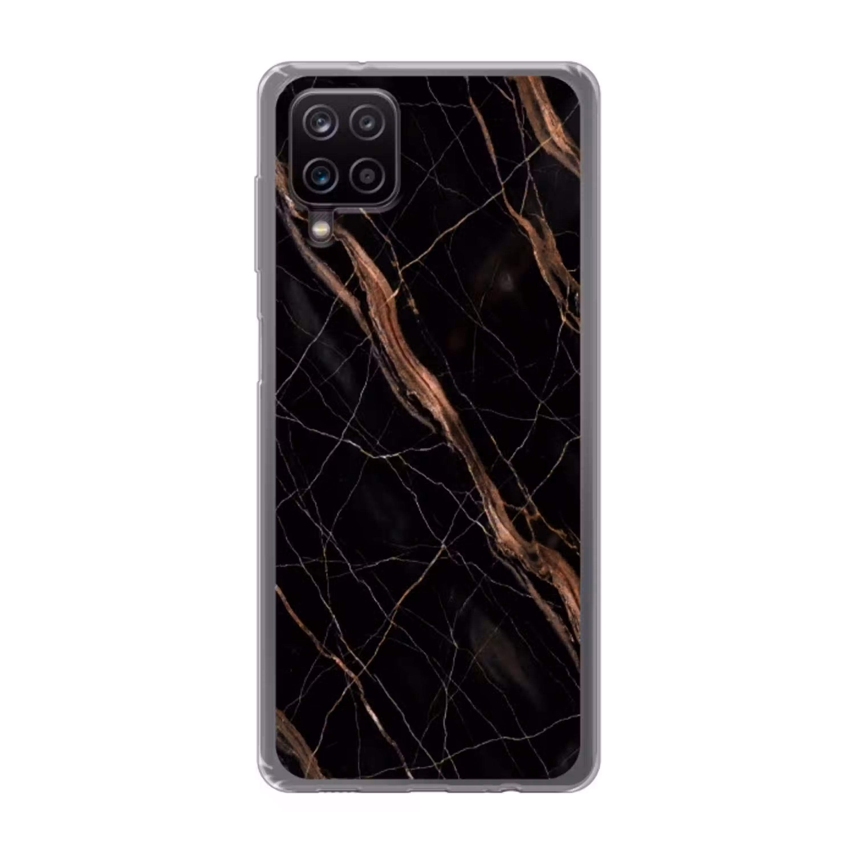 Marmer - Goud - Patroon - Luxe - Zwart Telefoonhoesje Samsung Galaxy A12 klein -3d