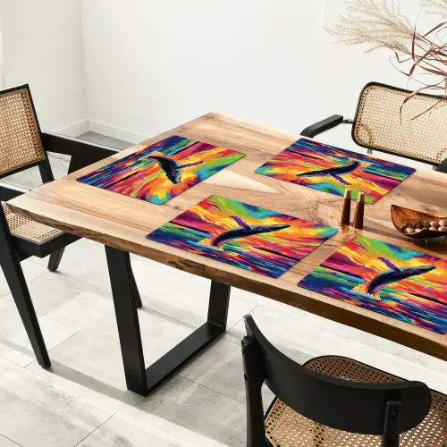 Zonsondergang - Walvis - Geschilderd - Kleurrijk Placemat vinyl groot -zzsfeer4_Kitchenyeah-website