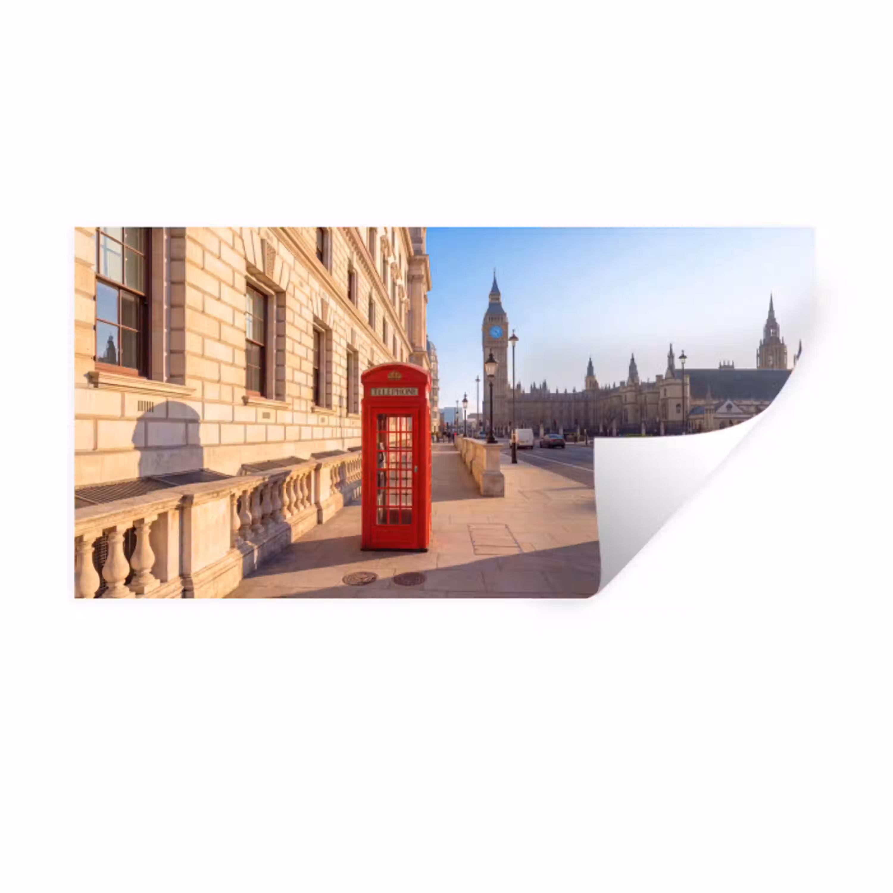 Telefooncel - Rood - Londen - Stad - Architectuur Muursticker klein -3d