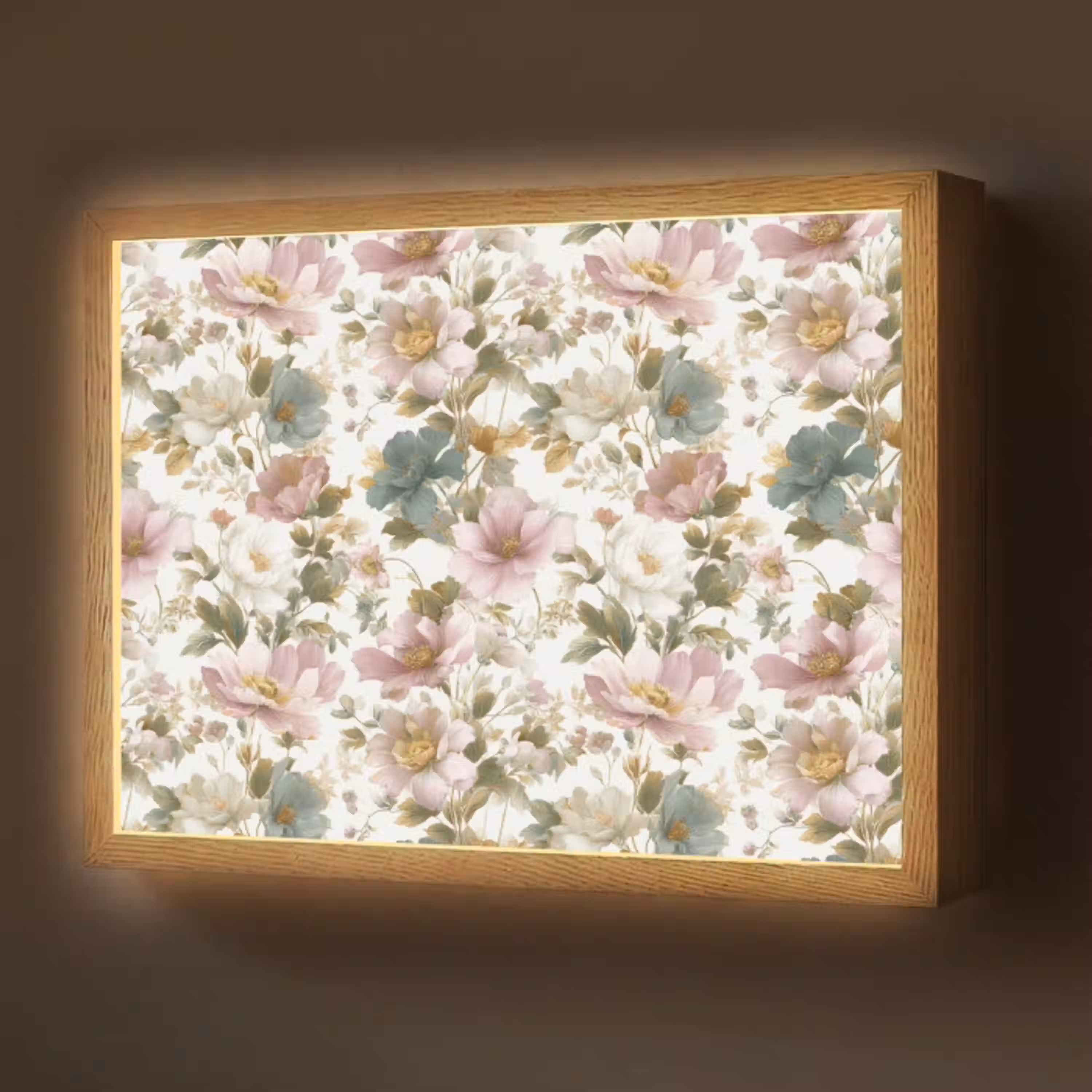 Bloemen - Patroon - Pastel Light Box met batterij (Wandlamp) middel 907 -z3d_website