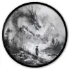Krijger - Draak - Grijs Fotolijst rond zonder passe partout klein -3d