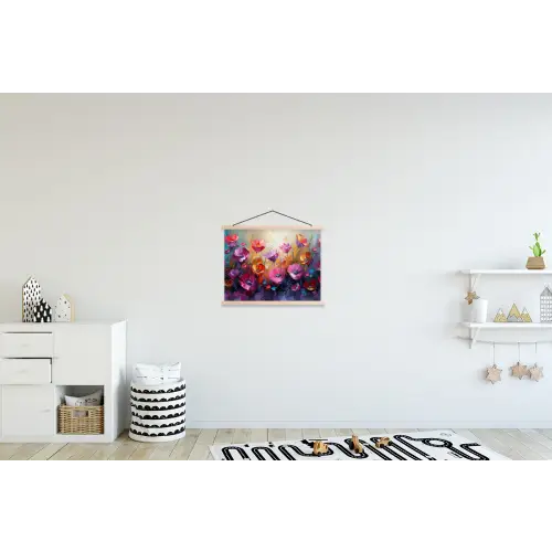 Bloemen - Botanisch - Kunst - Roze - Natuur textielposter latten blank klein -kinderkamer