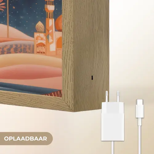 Sterrenhemel - Palmen - Rivier Light Box met batterij (Wandlamp) middel -USP_websiteoplaadbaarNL