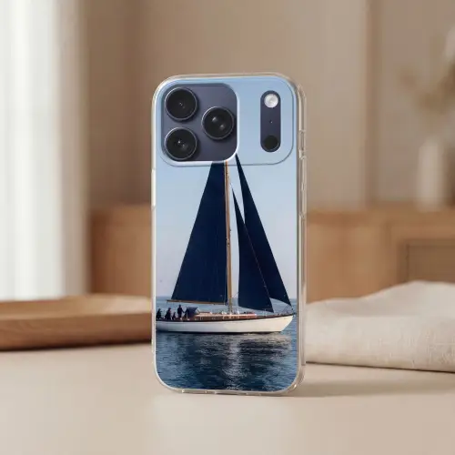 Zeilboot - Zee - Blauw Telefoonhoesje iPhone 17 Pro klein -sfeer2