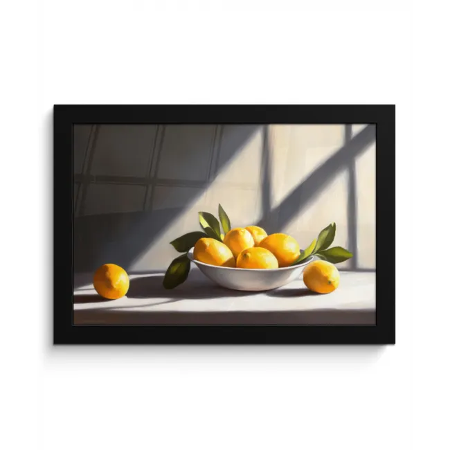 Citroenen - Stilleven - Geel fotolijst zwart zonder passe partout klein -3d