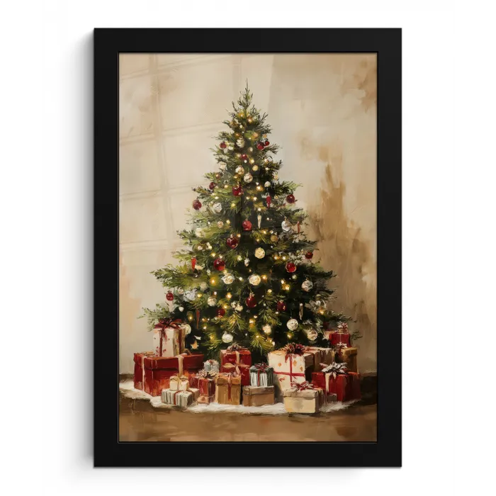 Kerstboom - Versierd - Kleurrijk fotolijst zwart zonder passe partout klein -3d