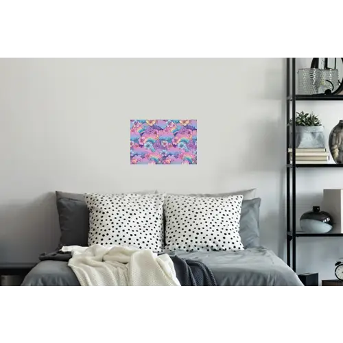 Regenbogen - Bloemen - Kleurrijk - Wolken Muursticker klein -slaapkamer