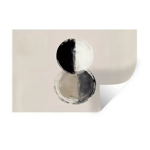 Cirkels - Strepen - Minimalistisch - Zwart Muursticker klein -3d